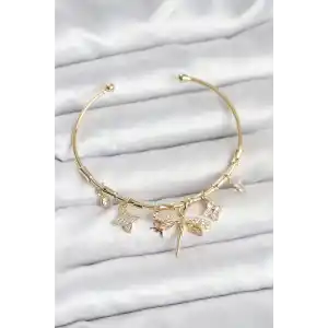Yusufçuk Charmlı Gold Renk Pirinç Kadın Bileklik