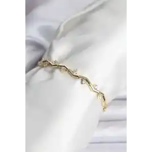 Zikzak Model Pirinç Gold Renk Bileklik