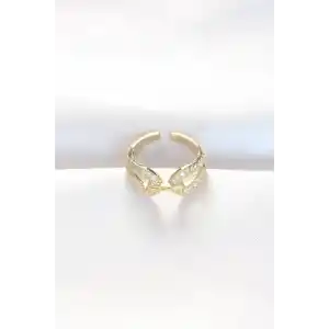 Zirkon Taşlı Gold Renk Ayarlanabilir Yüzük