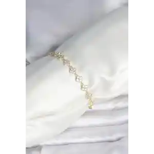 Zirkon Taşlı Pirinç Yonca Model Bileklik