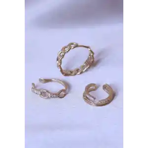 Zirkon Taşlı Zincir Model Küpe Seti