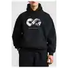 10 Kasıma Özel Üç İplik Kapüşonlu Baskılı SweatShirt - Siyah