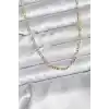 14K Gold Renk Kaplama Kuşgözü Zincir Model Pirinç CM Kadın Kolye
