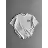 20/1 Penye Compack Baskılı Oversize Bisiklet Yaka Kısa Kol Yazlık T-shirt - Beyaz