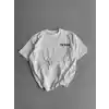 20/1 Penye Compack Baskılı Oversize Bisiklet Yaka Kısa Kol Yazlık T-shirt - Beyaz