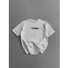 20/1 Penye Compack Baskılı Oversize Bisiklet Yaka Kısa Kol Yazlık T-shirt - Beyaz