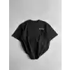 20/1 Penye Compack Baskılı Oversize Bisiklet Yaka Kısa Kol Yazlık T-shirt - Siyah