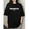 20/1 Penye Compack Baskılı Oversize Kısa Kol Bisiklet Yaka T-shirt - Siyah