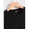 20/1 Penye Compack Baskılı Oversize Kısa Kol Bisiklet Yaka T-shirt - Siyah