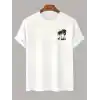 20/1 Penye Compack Palmiye Baskılı Oversize Bisiklet Yaka Kısa Kol T-shirt - Beyaz
