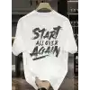20/1 Penye Compack Start All Over Baskılı Oversize Bisiklet Yaka Kısa Kol Yazlık T-shirt - Beyaz