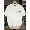 20/1 Penye Compack Start All Over Baskılı Oversize Bisiklet Yaka Kısa Kol Yazlık T-shirt - Beyaz