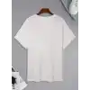 20/1 Penye Compack Uçak Baskılı Oversize Bisiklet Yaka Kısa Kol T-shirt - Beyaz