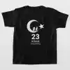 23 Nisan Çocuk Bayramı Baskılı Özel T-shirt - Siyah
