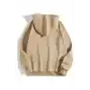 3 İplik Pamuklu Unisex Kapşonlu Sweetshirt - Bej