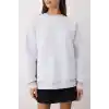 3 iplik şardonlu bisiklet yaka sweatshirt gri