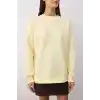 3 iplik şardonlu bisiklet yaka sweatshirt sarı