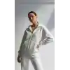 3 iplik şardonlu kapşonlu hoodie frm beyaz p510437