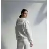 3 iplik şardonlu kapşonlu hoodie frm beyaz p510437