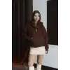 3 iplik şardonlu kapşonlu hoodie frm kahve p510437