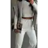 3 iplik şardonlu paça lastikli eşofman beyaz is001