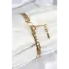 316L Çelik Ezme Zincir Model Gold Renk Kadın Bileklik