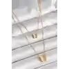 316L Çelik Gold Renk 2Li Simli Kelebek Model Kadın Kolye