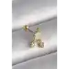 316L Çelik Gold Renk Beyaz Mineli Kalp Sallantı Zirkon Taşlı Tragus Piercing