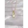 316L Çelik Gold Renk Beyaz Mineli Tarot Kolye