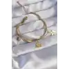 316L Çelik Gold Renk Çift Zincir Çoklu Aksesuarlı Bileklik