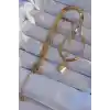 316L Çelik Gold Renk Çift Zincir Kilit Model Kolye