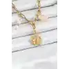 316L Çelik Gold Renk Deniz Yıldızı ve Deniz Kabuğu Konsept Kadın Kolye