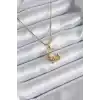 316L Çelik Gold Renk Hilal Kedi Model Zirkon Taşlı Detay Kadın Kolye