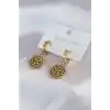 316L Çelik Gold Renk Kalp Model İşleme Detay Kadın Küpe