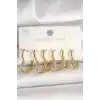 316L Çelik Gold Renk Kalp Model Kadın Küpe Seti