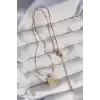 316L Çelik Gold Renk Kare Charm Model Kolye