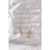 316L Çelik Gold Renk Karışık Mineli Ay Figür Tarot Kolye