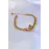 316L Çelik Gold Renk Kelebek Figür İşleme Detay Zincir Model Kadın Bileklik