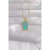 316L Çelik Gold Renk Mavi Mineli Tarot Kolye