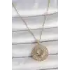 316L Çelik Gold Renk Mix Renk Ay Güneş Model Kadın Kolye