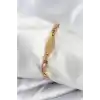 316L Çelik Gold Renk Oval Yazı Yazmaya Uygun Kadın Bileklik
