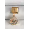 316L Çelik Gold Renk Sallantı Renkli Zirkon Taşlı Göz Model Nomination Charm