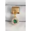 316L Çelik Gold Renk Sallantı Yeşil Zirkon Taşlı Nomination Charm