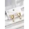 316L Çelik Gold Renk Sallantı Zirkon Taş Detaylı Simli Kelebek Model Kadın Küpe