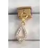 316L Çelik Gold Renk Sallantı Zirkon Taşlı Damla Model Nomination Charm