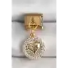 316L Çelik Gold Renk Sallantı Zirkon Taşlı Kalp Model Nomination Charm