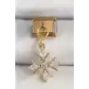 316L Çelik Gold Renk Sallantı Zirkon Taşlı Kar Tanesi Model Nomination Charm