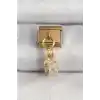 316L Çelik Gold Renk Sallantı Zirkon Taşlı Kare Model Nomination Charm