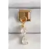 316L Çelik Gold Renk Sallantı Zirkon Taşlı Kurdele Model Nomination Charm