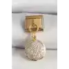 316L Çelik Gold Renk Sallantı Zirkon Taşlı Yonca Model Nomination Charm